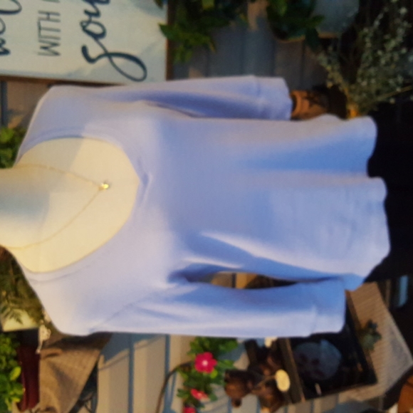 IN DEMAND ♡ Vintage Sweet Periwinkle Low Scoop V Neck Thermal 3/4 Length Top L - Picture 6 of 15